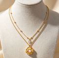 Double-Layer Rose Pearl Pendant Necklace