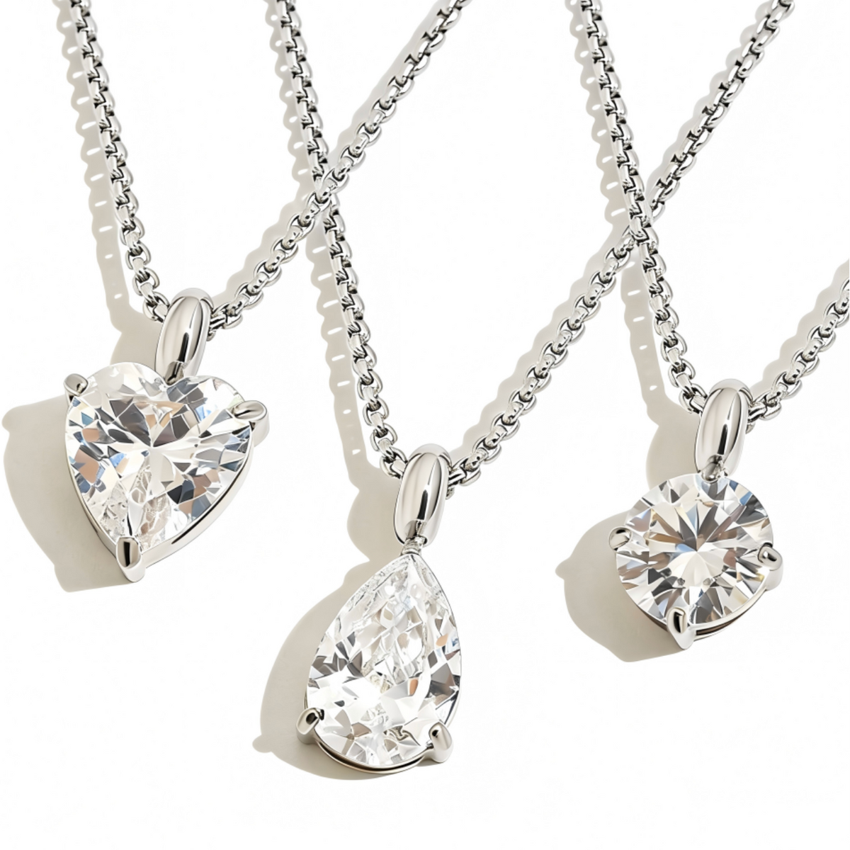 18K PVD Gold-Plated Stainless Steel Heart & Water Drop Zircon Necklace