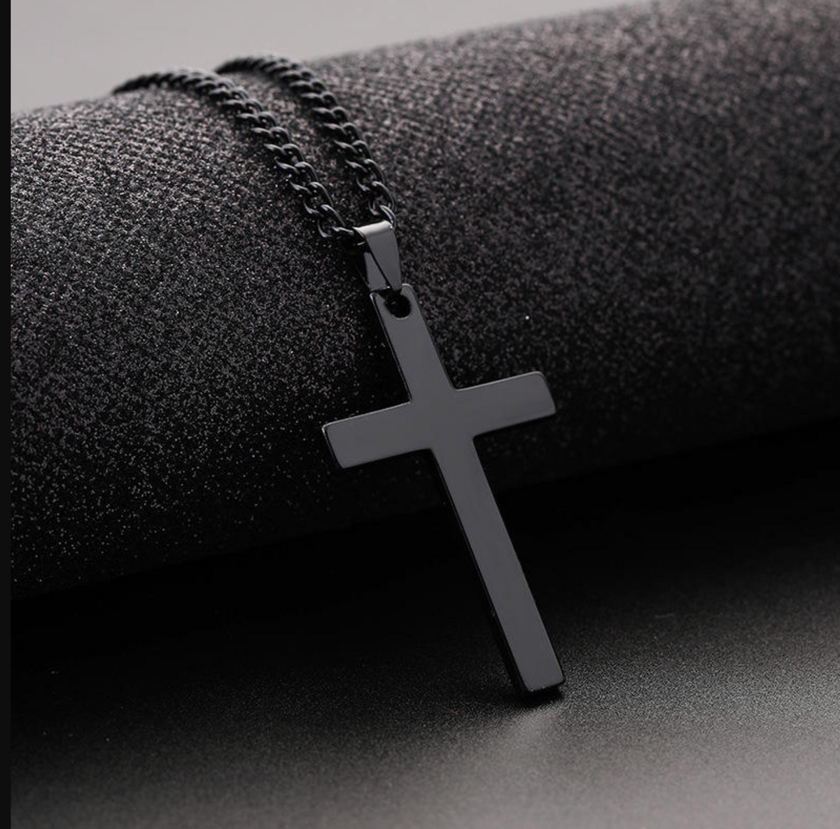 Men’s High-Polish Stainless Steel Cross Pendant Necklace