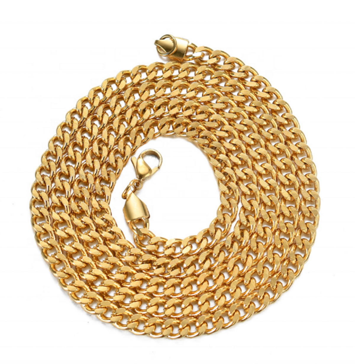 Men’s Gold-Plated Cuban Link Chain Necklace – Stainless Steel Hip Hop Statement Jewelry