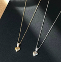 Women's Gold Curved Heart Pendant Necklace
